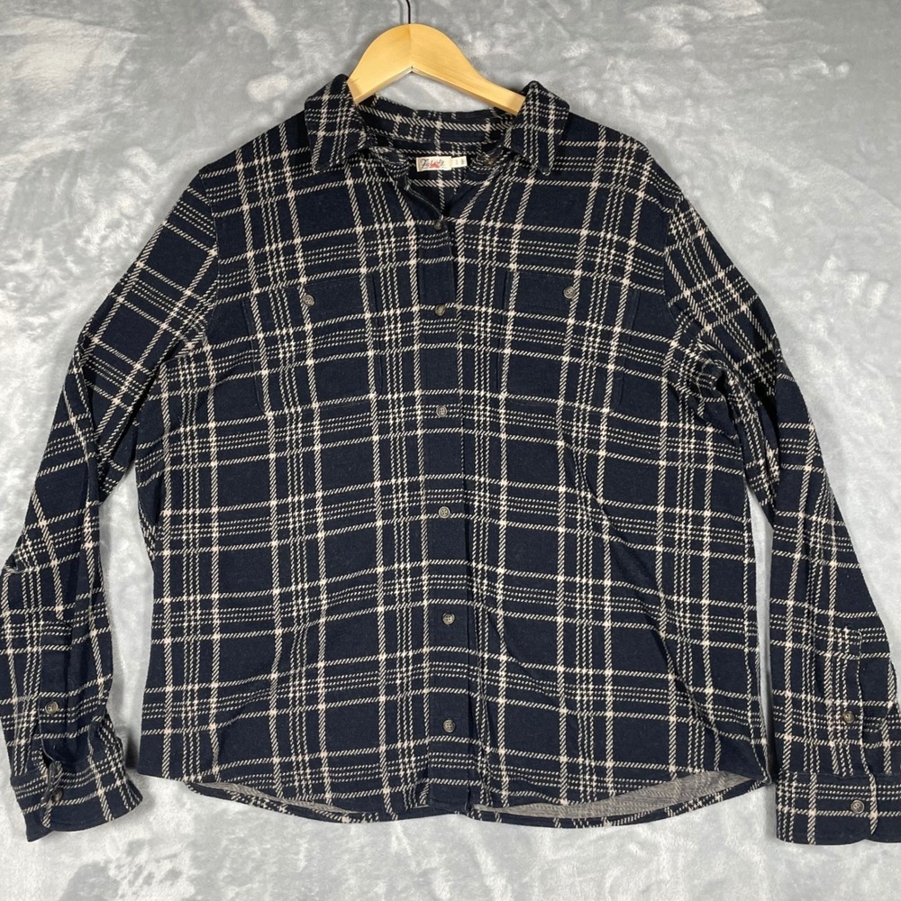 Faherty Plaid Flannel Shirt Long Sleeve Button Up Top Women XL